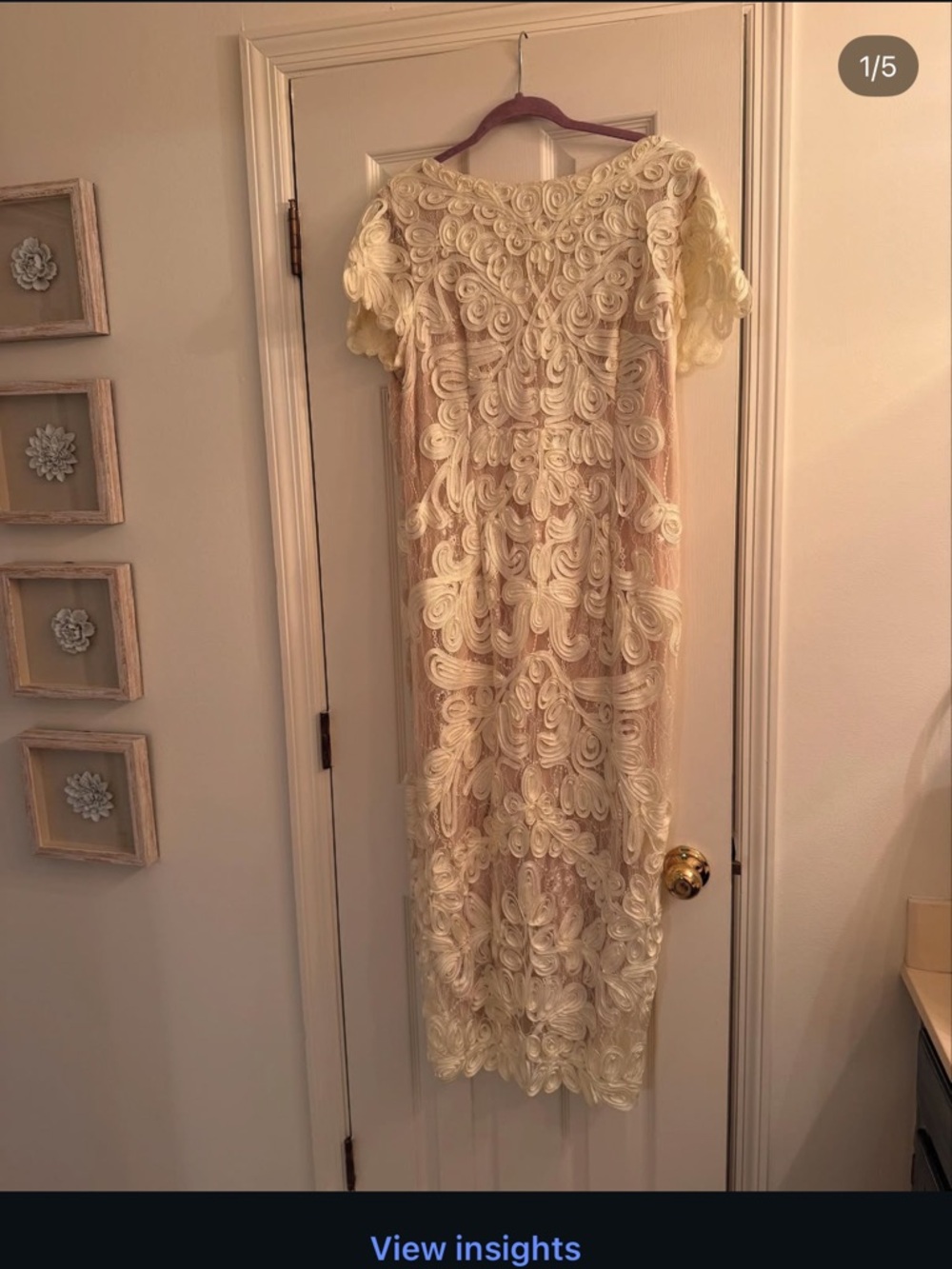 JS Collections Cream Lace Midi Dress with Swirl Embroidery